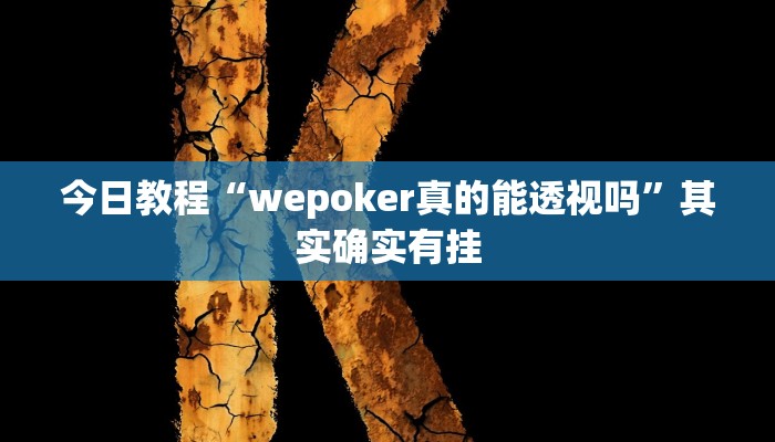 今日教程“wepoker真的能透视吗”其实确实有挂