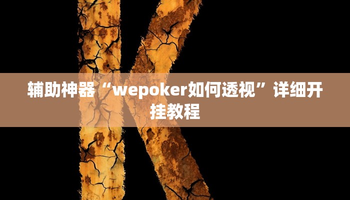 辅助神器“wepoker如何透视”详细开挂教程