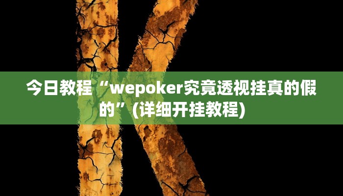 今日教程“wepoker究竟透视挂真的假的”(详细开挂教程)