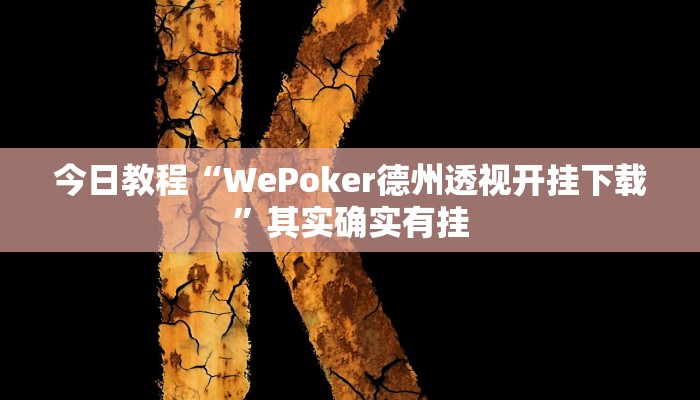 今日教程“WePoker德州透视开挂下载”其实确实有挂