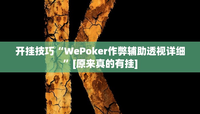 开挂技巧“WePoker作弊辅助透视详细”[原来真的有挂]