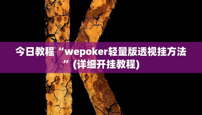 今日教程“wepoker轻量版透视挂方法”(详细开挂教程)