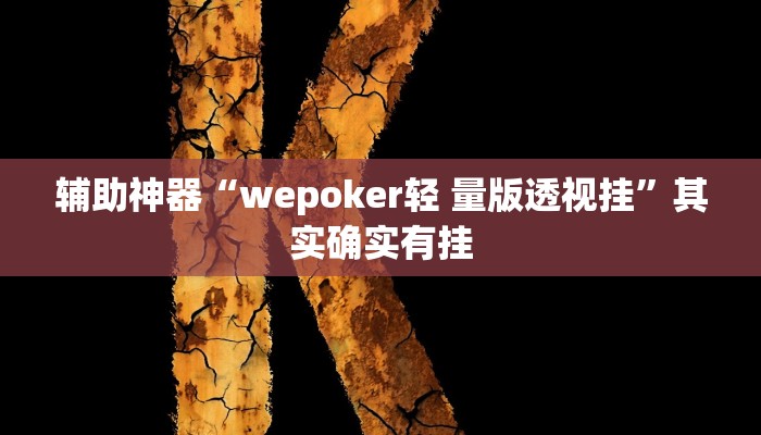 辅助神器“wepoker轻 量版透视挂”其实确实有挂