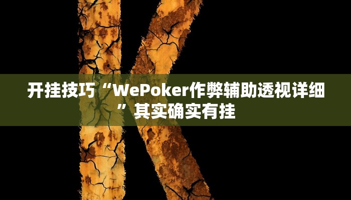 开挂技巧“WePoker作弊辅助透视详细”其实确实有挂