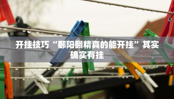 开挂技巧“鄱阳翻精真的能开挂”其实确实有挂