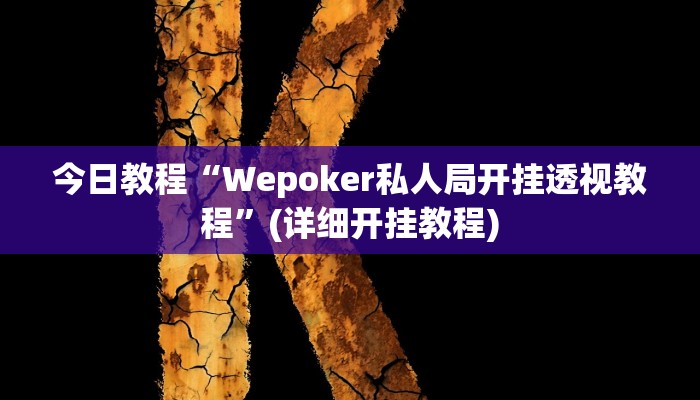 今日教程“Wepoker私人局开挂透视教程”(详细开挂教程)