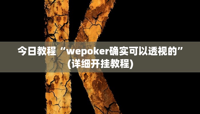 今日教程“wepoker确实可以透视的”(详细开挂教程)