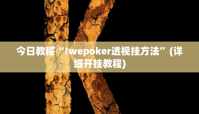 今日教程“!wepoker透视挂方法”(详细开挂教程)
