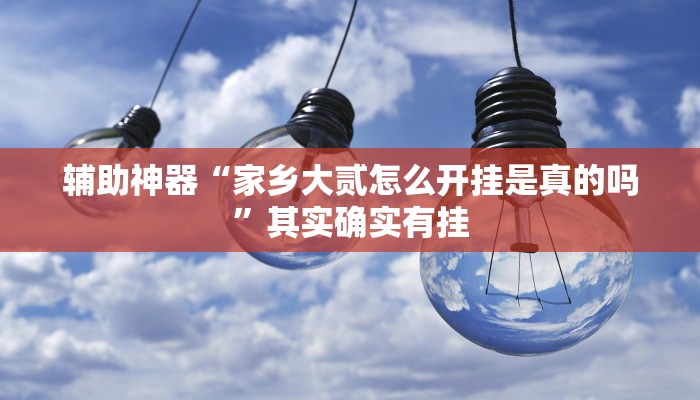 辅助神器“家乡大贰怎么开挂是真的吗”其实确实有挂