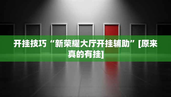 开挂技巧“新荣耀大厅开挂辅助”[原来真的有挂]