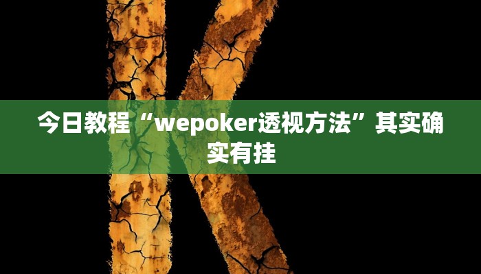 今日教程“wepoker透视方法”其实确实有挂