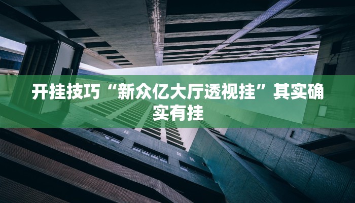 开挂技巧“新众亿大厅透视挂”其实确实有挂