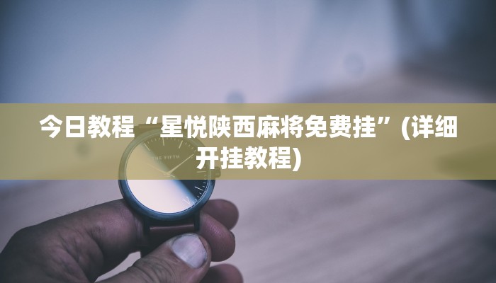 今日教程“星悦陕西麻将免费挂”(详细开挂教程)
