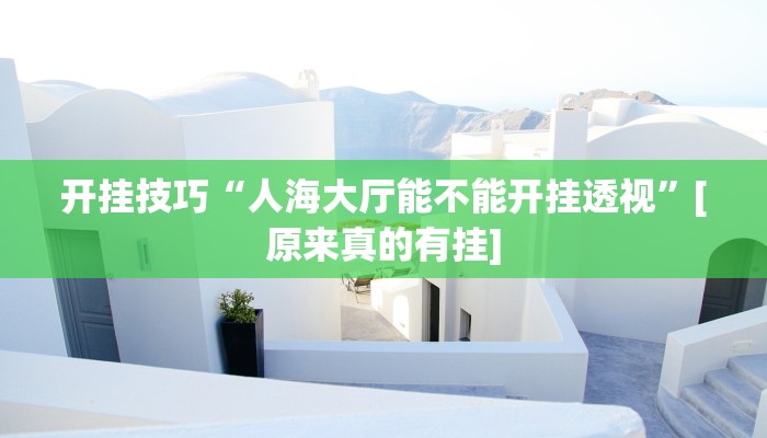 开挂技巧“人海大厅能不能开挂透视”[原来真的有挂]
