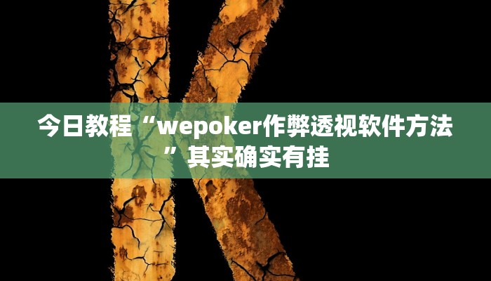 今日教程“wepoker作弊透视软件方法”其实确实有挂