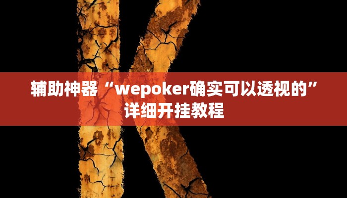 辅助神器“wepoker确实可以透视的”详细开挂教程