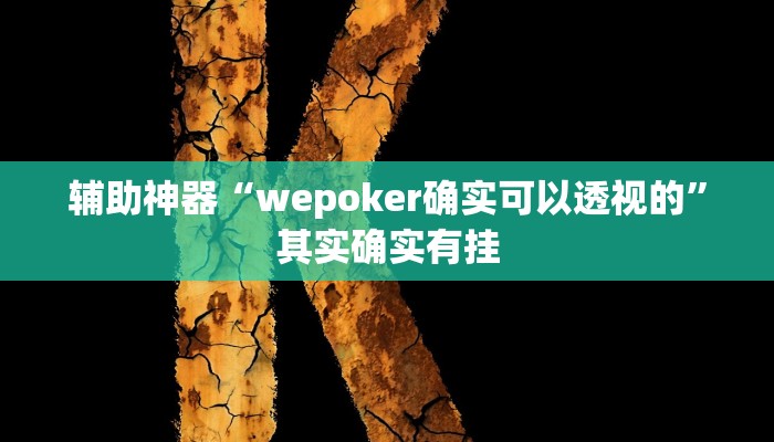 辅助神器“wepoker确实可以透视的”其实确实有挂