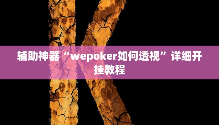 辅助神器“wepoker如何透视”详细开挂教程