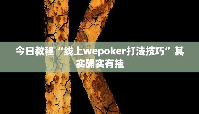 今日教程“线上wepoker打法技巧”其实确实有挂