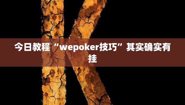 今日教程“wepoker技巧”其实确实有挂 今日教程“wepoker技巧”其实确实有挂
