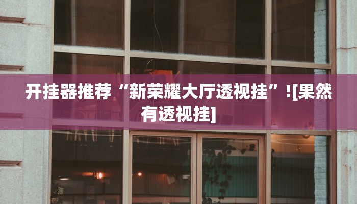 开挂器推荐“新荣耀大厅透视挂”![果然有透视挂]