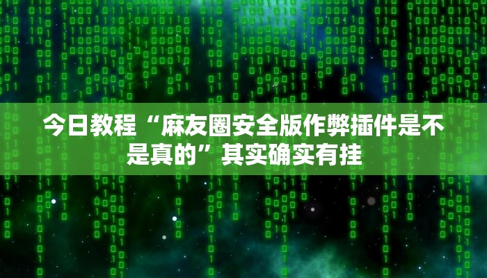 今日教程“麻友圈安全版作弊插件是不是真的”其实确实有挂