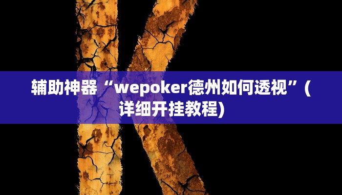 辅助神器“wepoker德州如何透视”(详细开挂教程)