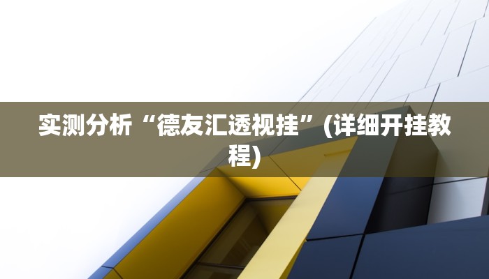 实测分析“德友汇透视挂”(详细开挂教程)