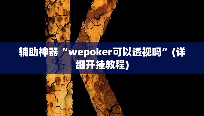 辅助神器“wepoker可以透视吗”(详细开挂教程)