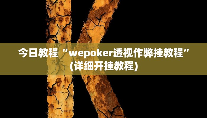 今日教程“wepoker透视作弊挂教程”(详细开挂教程)