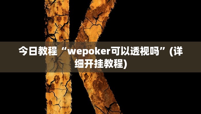 今日教程“wepoker可以透视吗”(详细开挂教程)
