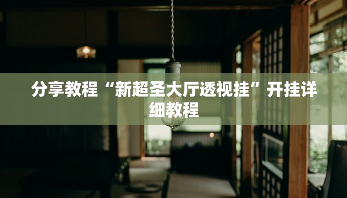 分享教程“新超圣大厅透视挂”开挂详细教程