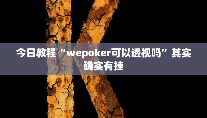 今日教程“wepoker可以透视吗”其实确实有挂