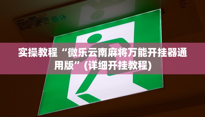 实操教程“微乐云南麻将万能开挂器通用版”(详细开挂教程)