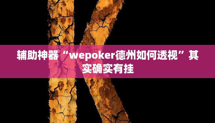 辅助神器“wepoker德州如何透视”其实确实有挂