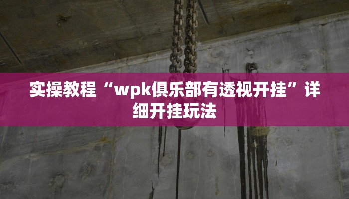 实操教程“wpk俱乐部有透视开挂”详细开挂玩法