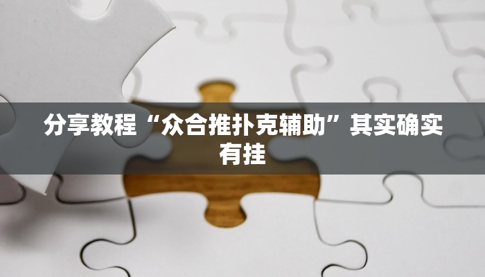 分享教程“众合推扑克辅助”其实确实有挂