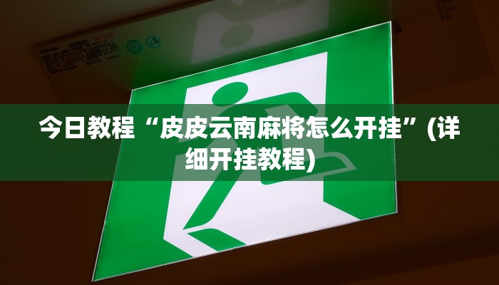 今日教程“皮皮云南麻将怎么开挂”(详细开挂教程)