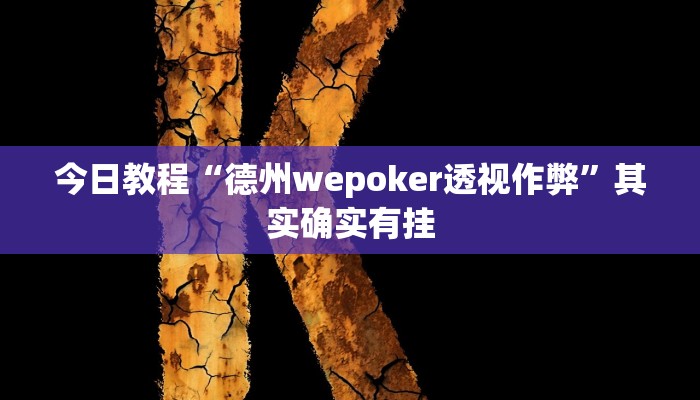 今日教程“德州wepoker透视作弊”其实确实有挂