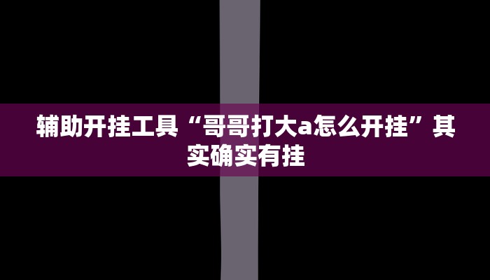 辅助开挂工具“哥哥打大a怎么开挂”其实确实有挂