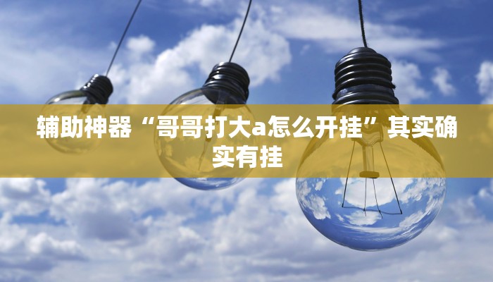 辅助神器“哥哥打大a怎么开挂”其实确实有挂