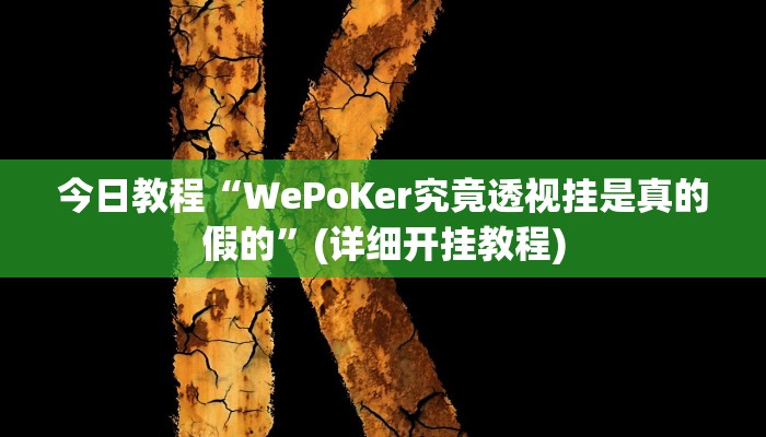 今日教程“WePoKer究竟透视挂是真的假的”(详细开挂教程)
