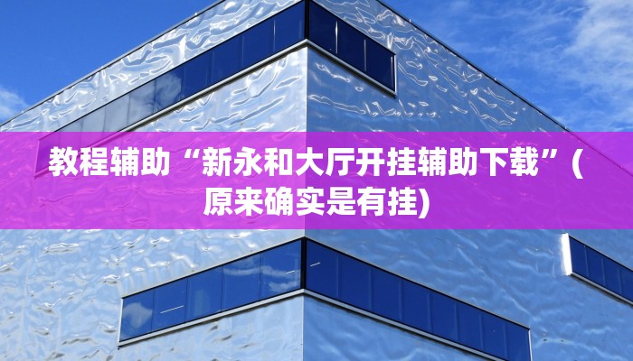 教程辅助“新永和大厅开挂辅助下载”(原来确实是有挂)