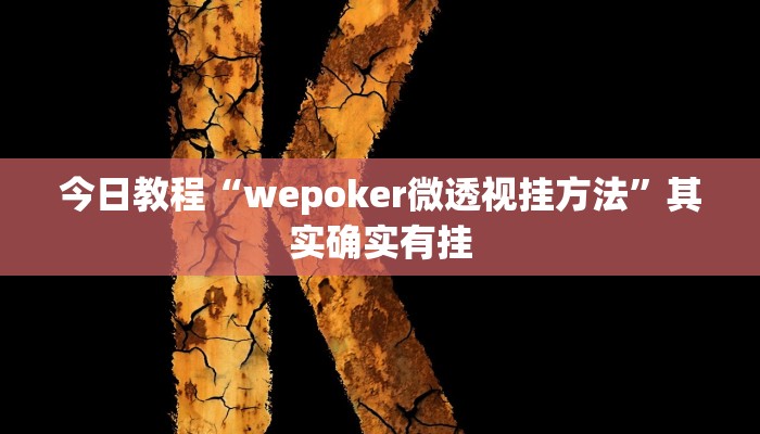 今日教程“wepoker微透视挂方法”其实确实有挂