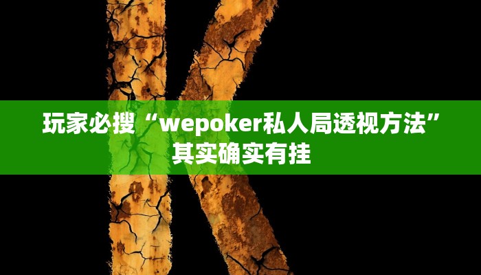 玩家必搜“wepoker私人局透视方法”其实确实有挂
