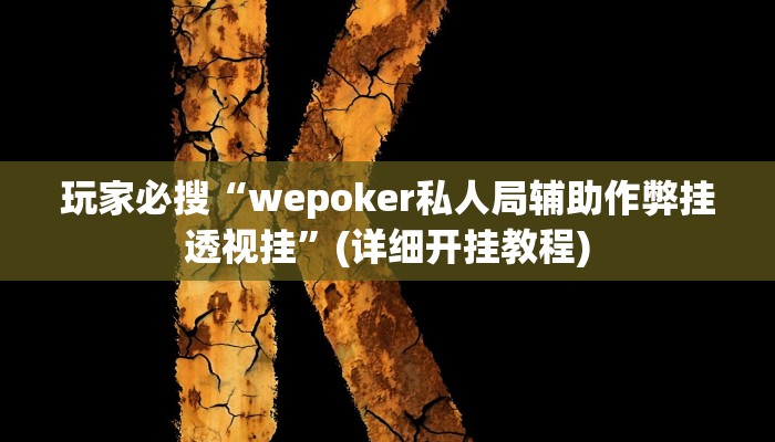玩家必搜“wepoker私人局辅助作弊挂透视挂”(详细开挂教程)