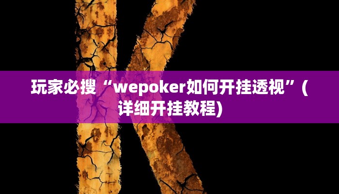 玩家必搜“wepoker如何开挂透视”(详细开挂教程)