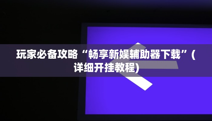 玩家必备攻略“畅享新娱辅助器下载”(详细开挂教程)