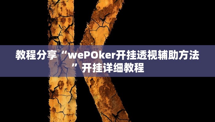 教程分享“wePOker开挂透视辅助方法”开挂详细教程