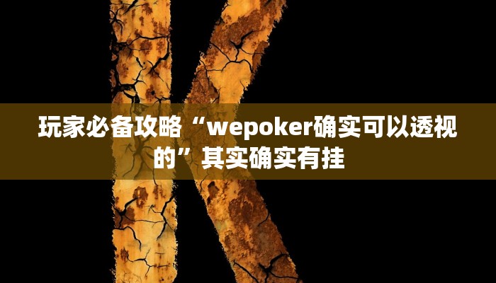 玩家必备攻略“wepoker确实可以透视的”其实确实有挂